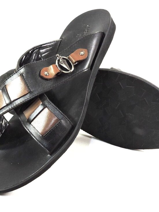 GOODMAN ?? MEN\'S BROWN SOFT LEATHER COMFORT SUMMER FLAT SANDALS